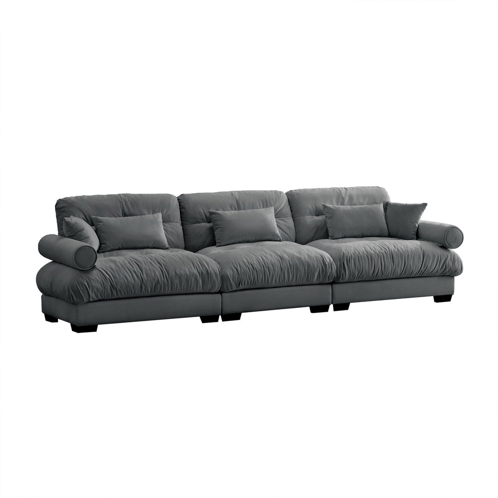 Modern Oversize Sofa with Cloud Like Comfort, Featuring Waist & Throw Pillows
