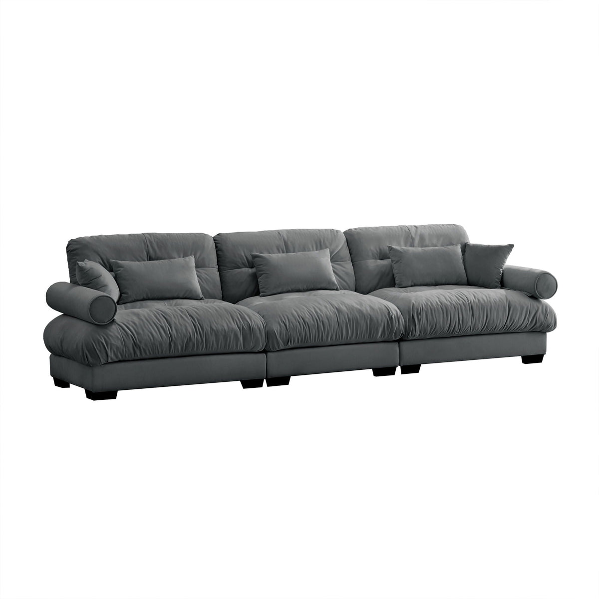 Modern Oversize Sofa with Cloud Like Comfort, Featuring Waist & Throw Pillows