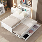 Platform Bed with Storage Headboard, USB, Trundle & 3 – Drawer