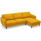 L-Shaped Fabric Sectional Sofa with Chaise Lounge and Solid Wood Legs