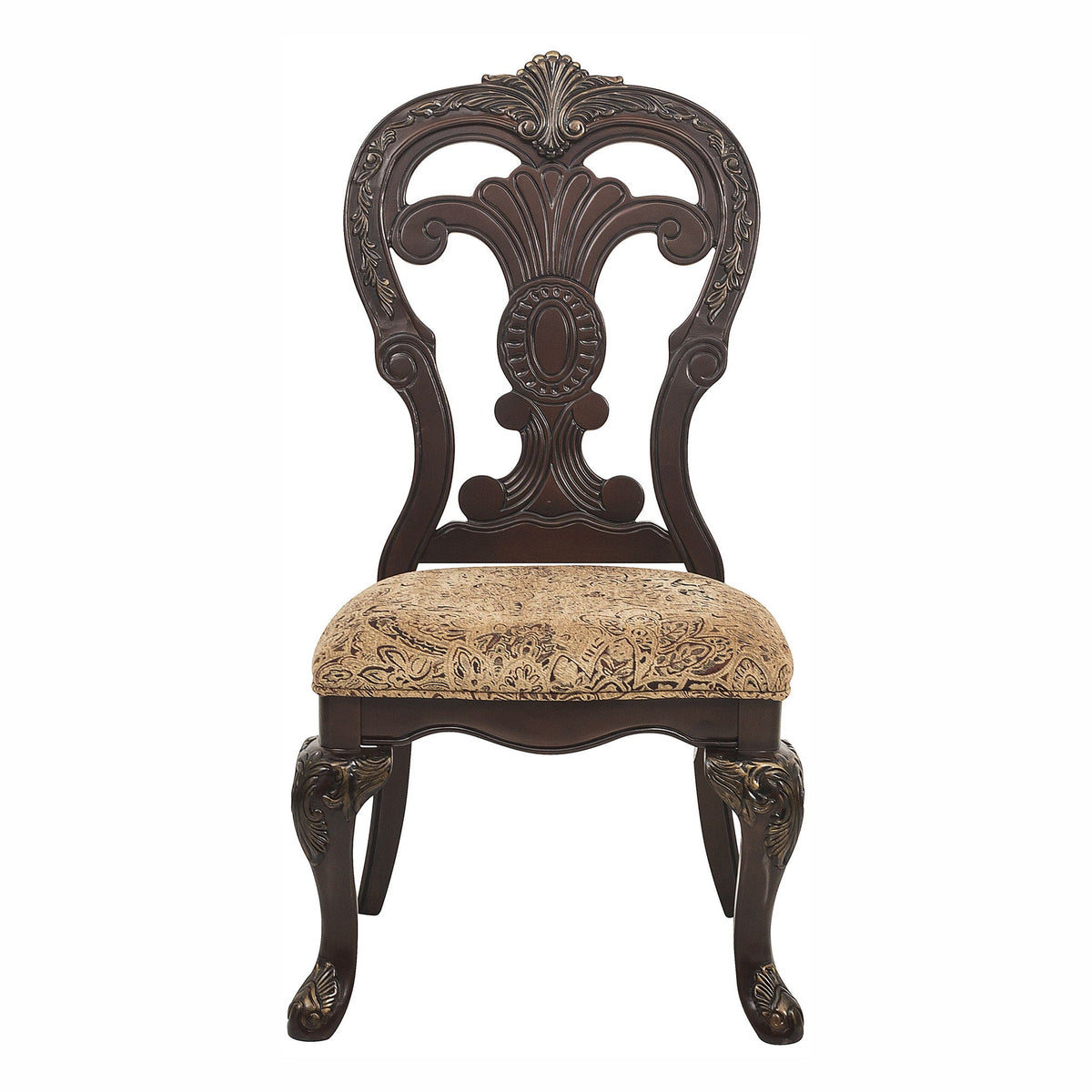Elegant Style Beautiful Side Chairs 2 Piece Set Cherry with Tipping Fabric Upholstered Traditional Dining Furniture – Cherry