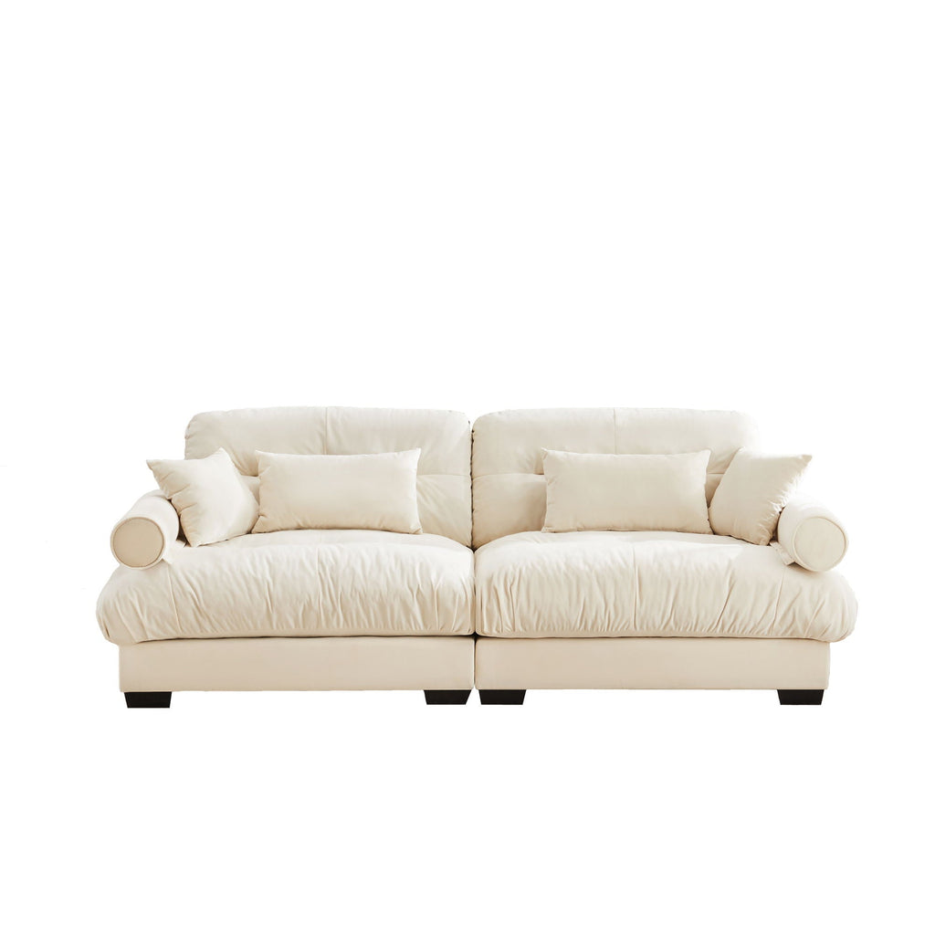 Modern Oversize Sofa with Cloud Like Comfort, Featuring Waist & Throw Pillows