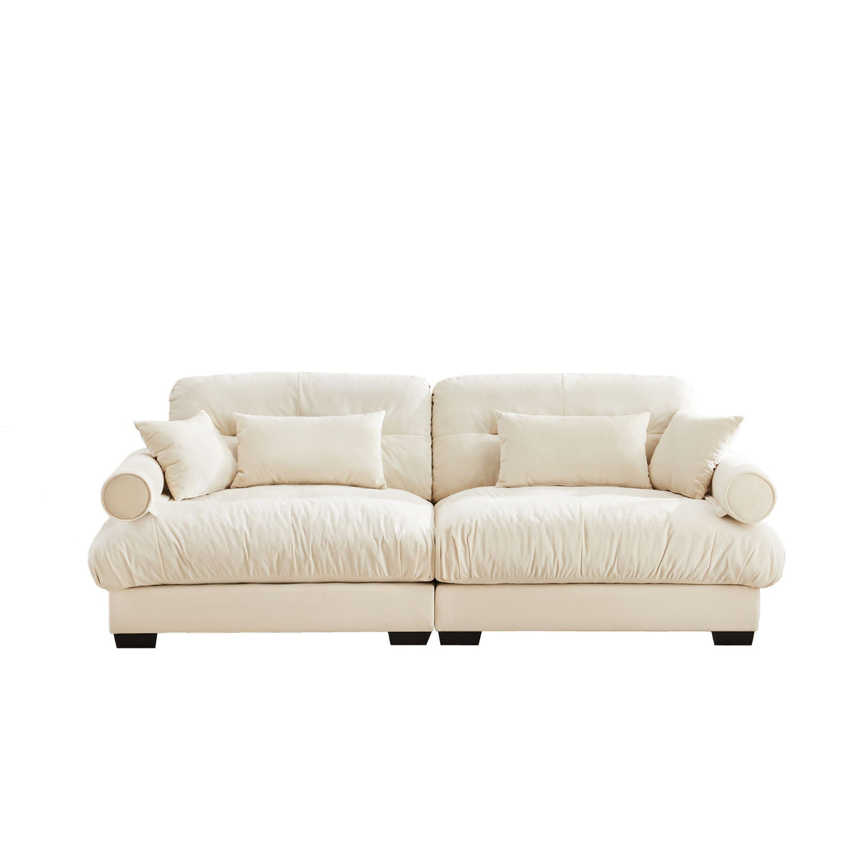 Modern Oversize Sofa with Cloud Like Comfort, Featuring Waist & Throw Pillows