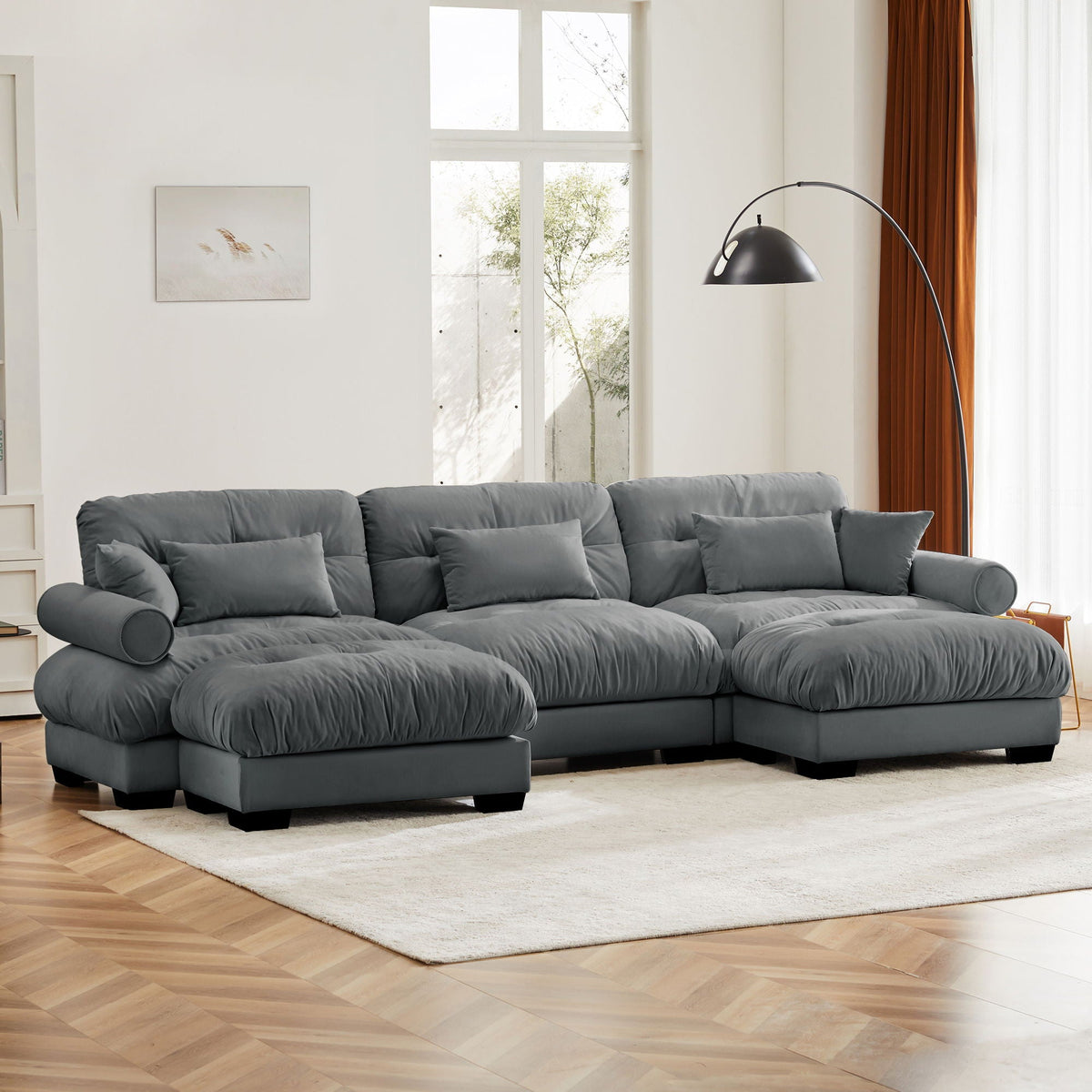 Super Comfort Oversized Modular Sectional Sofa with Movable Ottoman