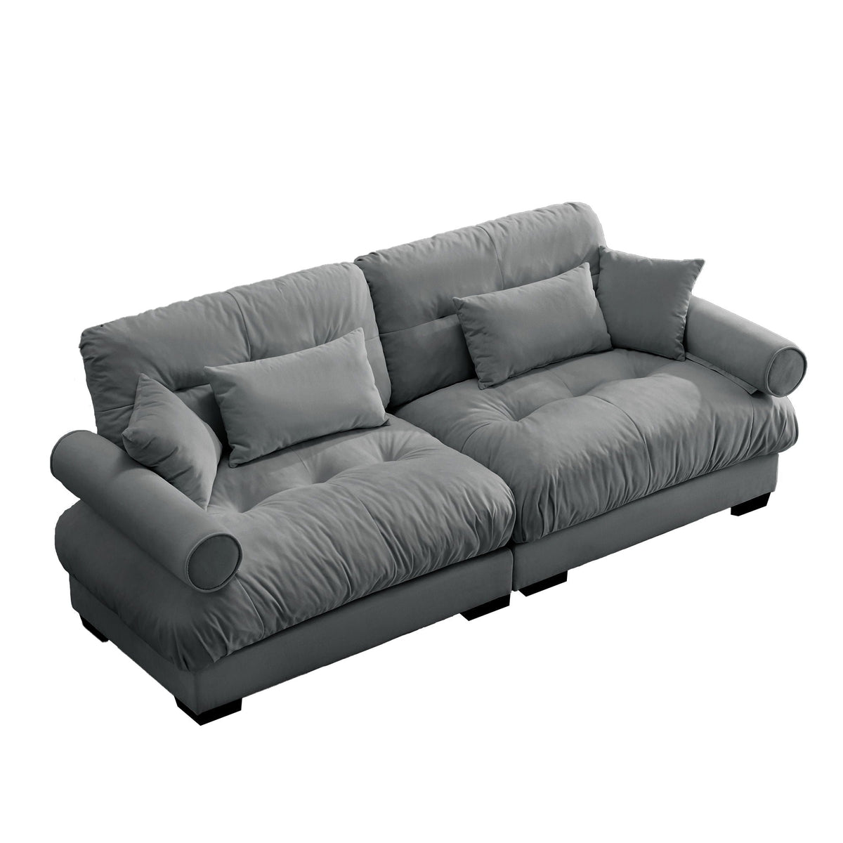 Modern Oversize Sofa with Cloud Like Comfort, Featuring Waist & Throw Pillows