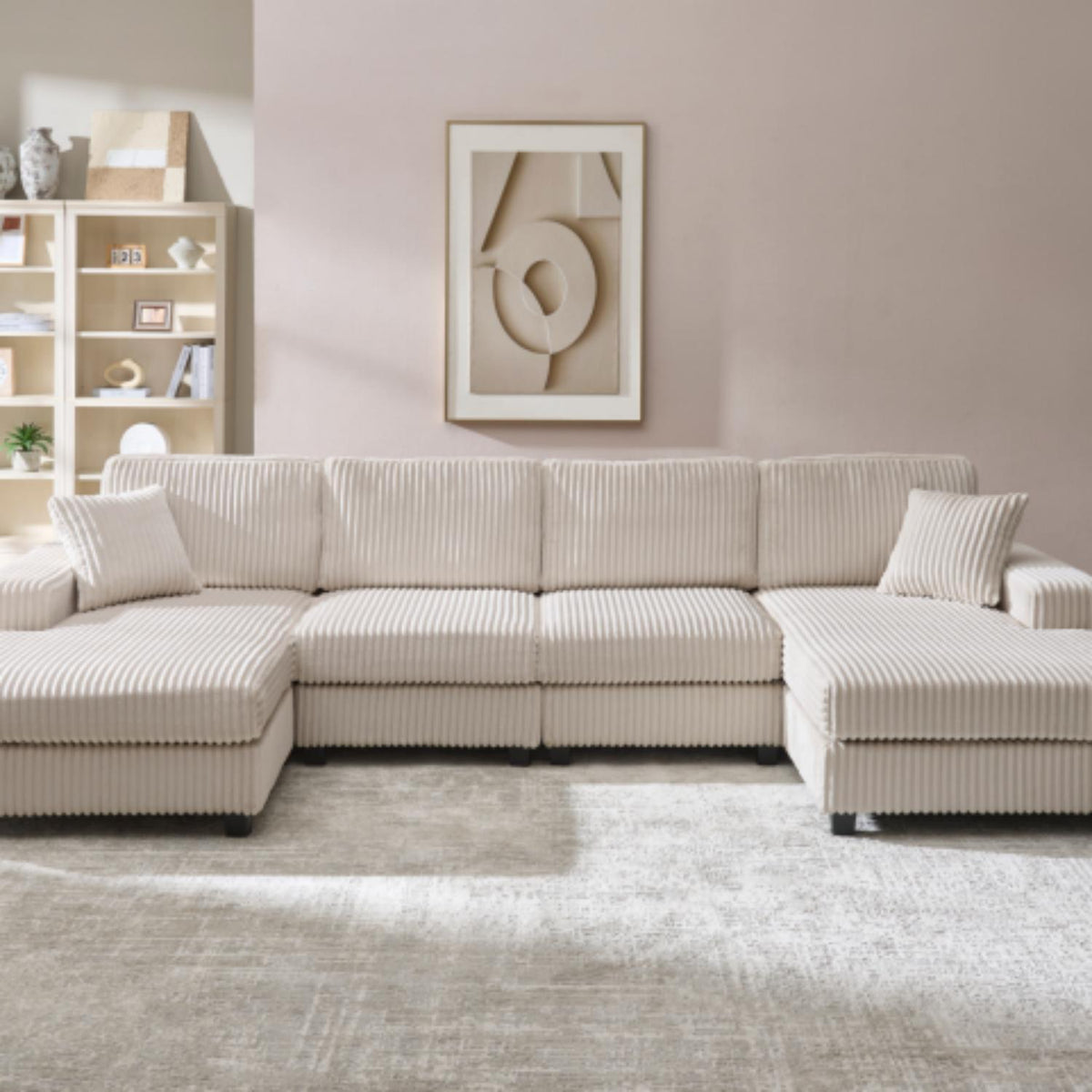 U-Shaped Convertible Sofa, 4-Seater Large Living Room Lounge