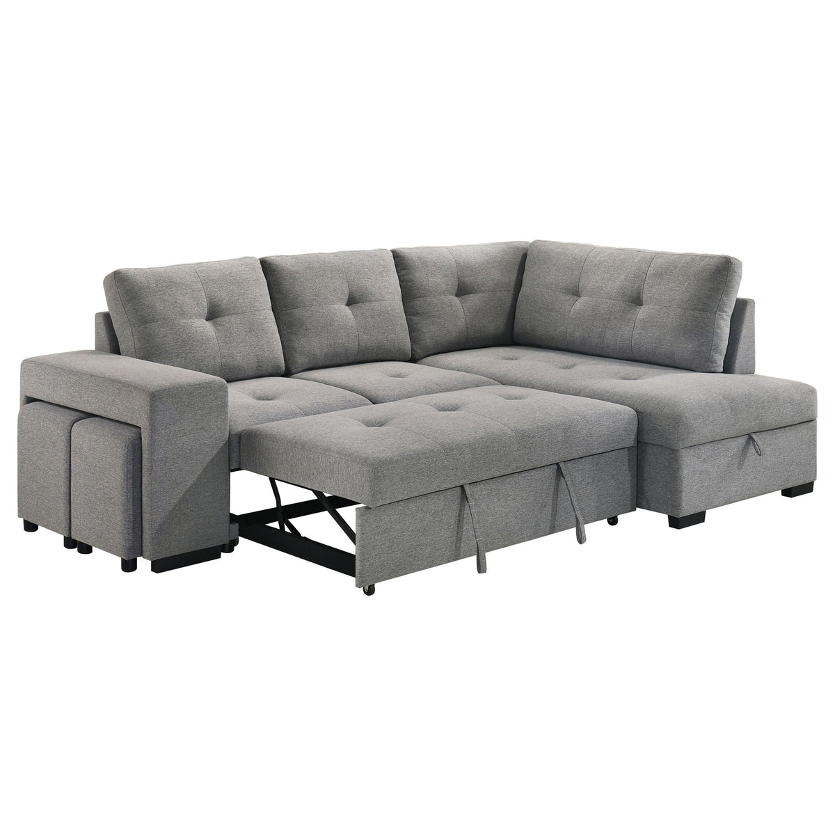 Roanne Fabric Upholstered Sleeper Sectional Sofa Grey