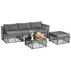 5-Piece Patio PE Rattan Wicker Sofa Furniture Set – Gray