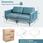 Modern Loveseat Sofa Couch with Side Storage Pocket and Sponged Padded Seat Cushions