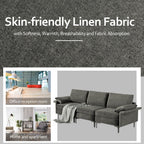 Large 3-Seat Sofa Sectional with Metal Legs for 3-4 people