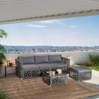 5-Piece Patio PE Rattan Wicker Sofa Furniture Set – Gray