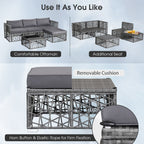 5-Piece Patio PE Rattan Wicker Sofa Furniture Set – Gray