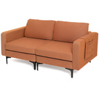 Modern Loveseat Sofa Couch with Side Storage Pocket and Sponged Padded Seat Cushions