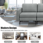 3-Seat Sectional Sofa Couch with Armrest Magazine Pocket and Metal Leg