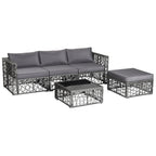 5-Piece Patio PE Rattan Wicker Sofa Furniture Set – Gray