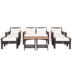 7-Piece Patio Rattan Cushioned Conversation Furniture Set