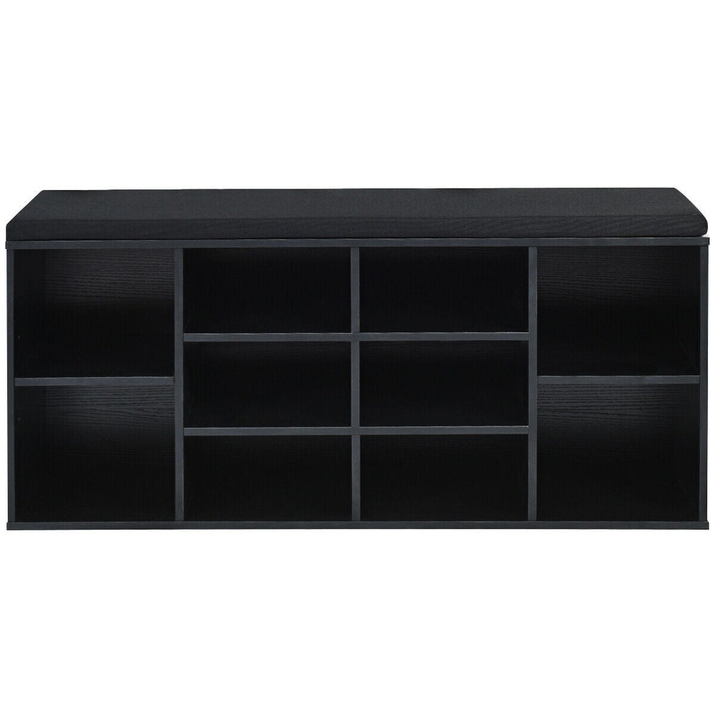 10-Cube Organizer Shoe Storage Bench with Cushion for Entryway