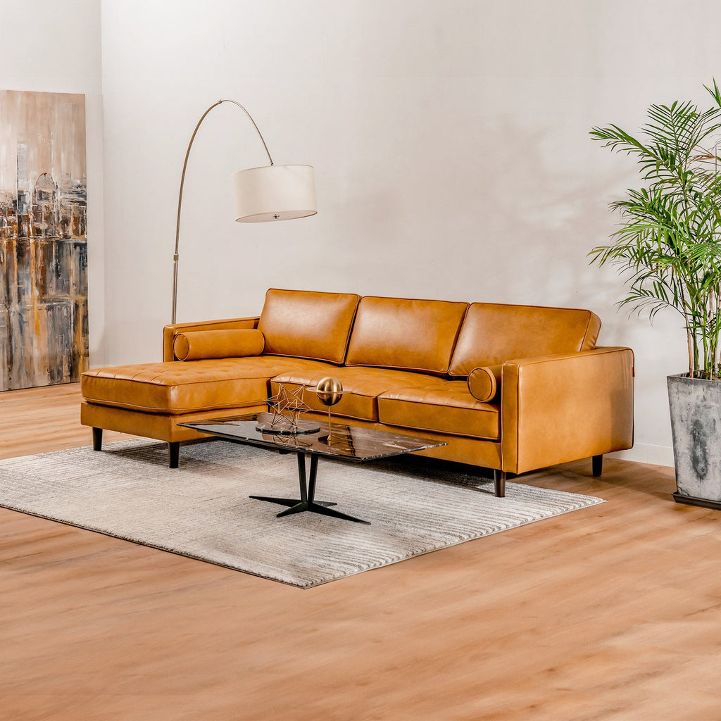 3-Seat L-Shaped Sectional Sofa Couch for Living Room – Brown