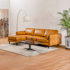 3-Seat L-Shaped Sectional Sofa Couch for Living Room – Brown