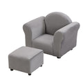Kids Recliner Chair, Kids Upholstered Couch with Ottoman – Dark Gray