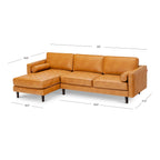 3-Seat L-Shaped Sectional Sofa Couch for Living Room – Brown
