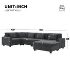 U Shaped Sectional Sofa 6 Seat Couch Set with Oversized Ottoman