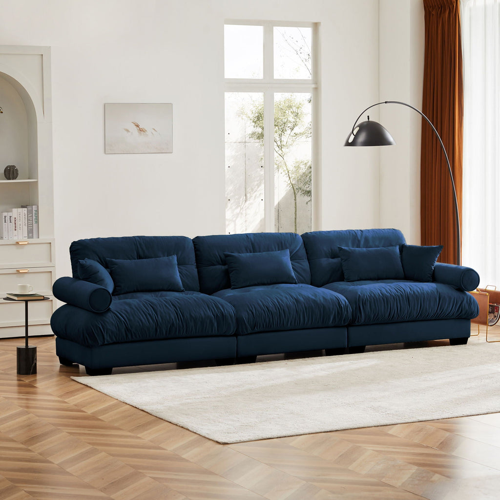 Modern Oversize Sofa with Cloud Like Comfort, Featuring Waist & Throw Pillows