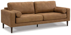 Telora Faux Leather Sofa – Caramel