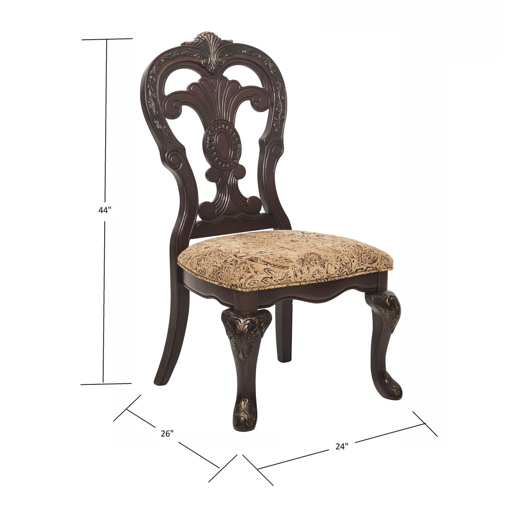 Elegant Style Beautiful Side Chairs 2 Piece Set Cherry with Tipping Fabric Upholstered Traditional Dining Furniture – Cherry