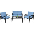 4-Piece Patio Furniture Set Aluminum Frame Cushioned Sofa