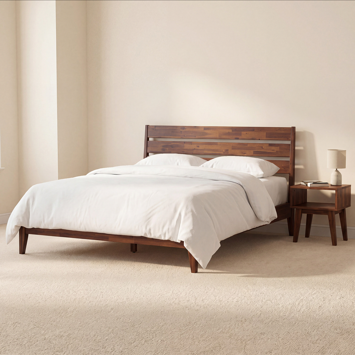 Emery Solid Wood Bed Frame & Nightstand Set