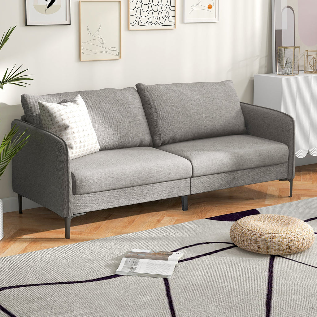 Modern 76 Inch Loveseat Sofa Couch for Apartment Dorm with Metal Legs – Gray