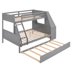 Bunk Bed with Trundle & Built In Desk, 3 Storage Drawers & Shelf