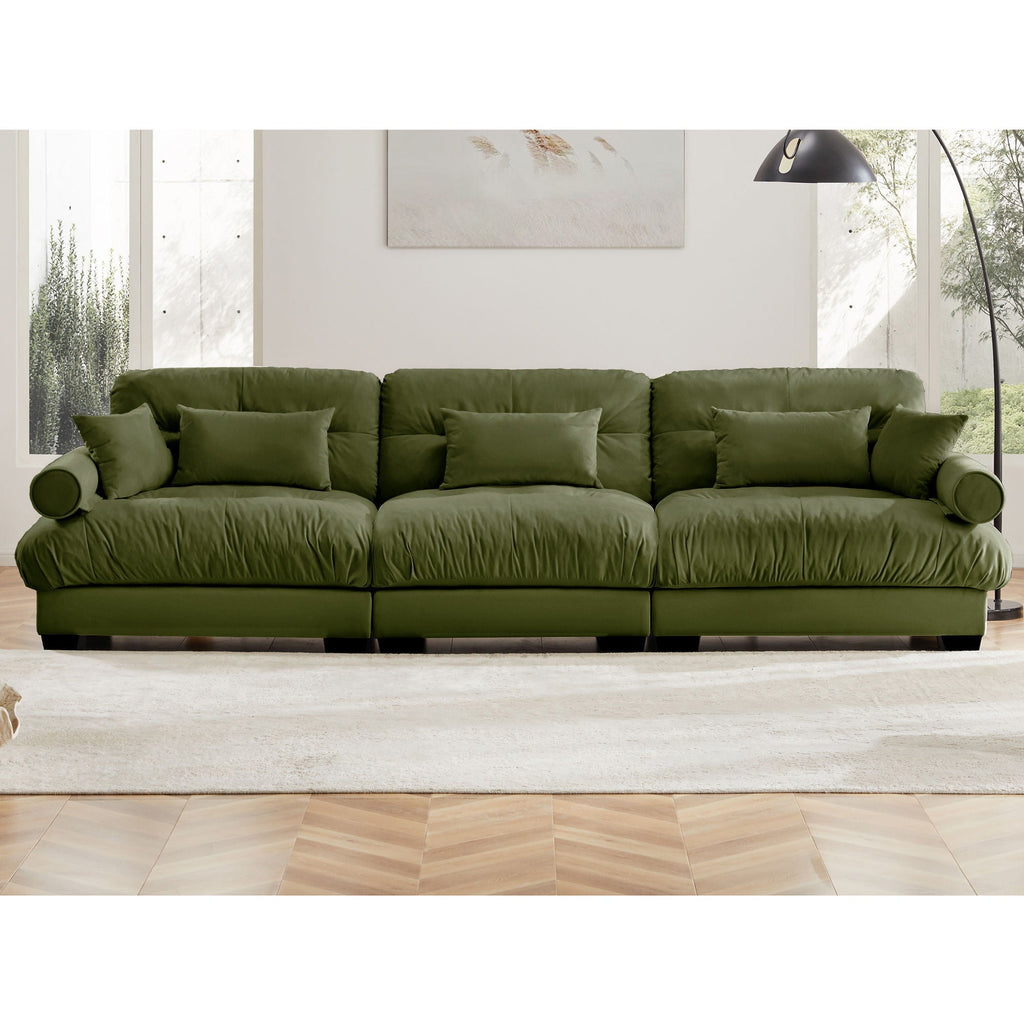 Modern Sofa with Bolstered Armrests & Pillows