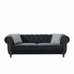 Chesterfield 3 & 2-Seater Upholstery Sofa with Roll Armrest & Nailhead Fabric Couch
