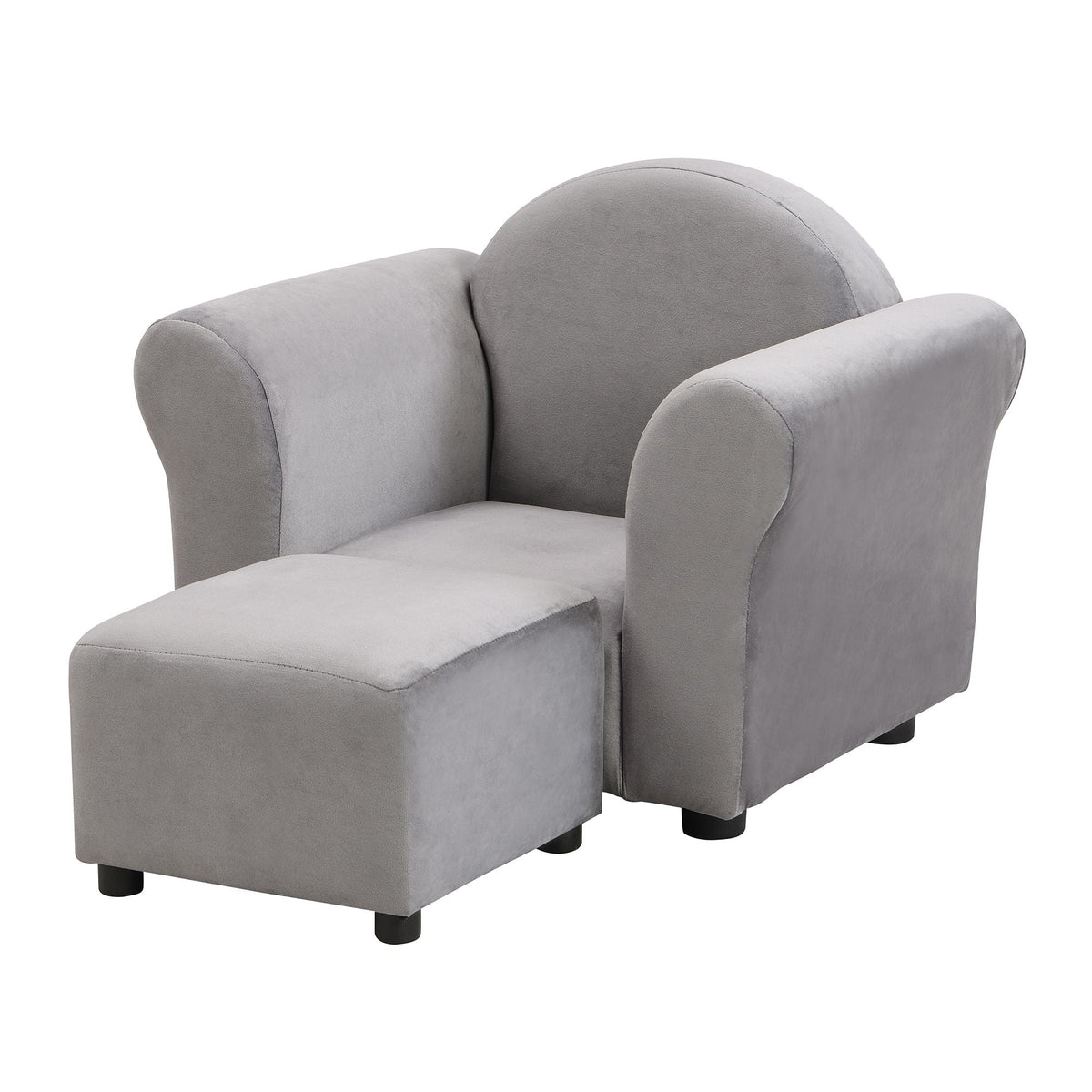Kids Recliner Chair, Kids Upholstered Couch with Ottoman – Dark Gray
