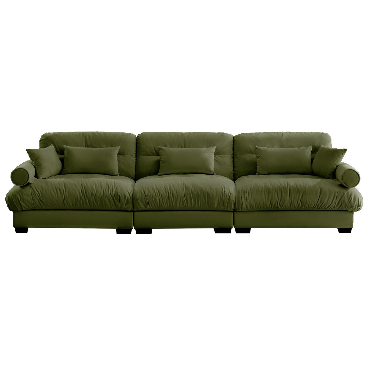 Modern Sofa with Bolstered Armrests & Pillows