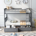 Mystrene - Twin Over Twin Bunk Bed with Drawers, Convertible Beds