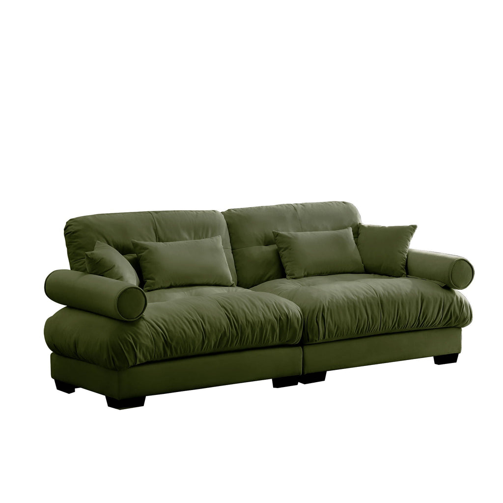 Modern Sofa with Bolstered Armrests & Pillows