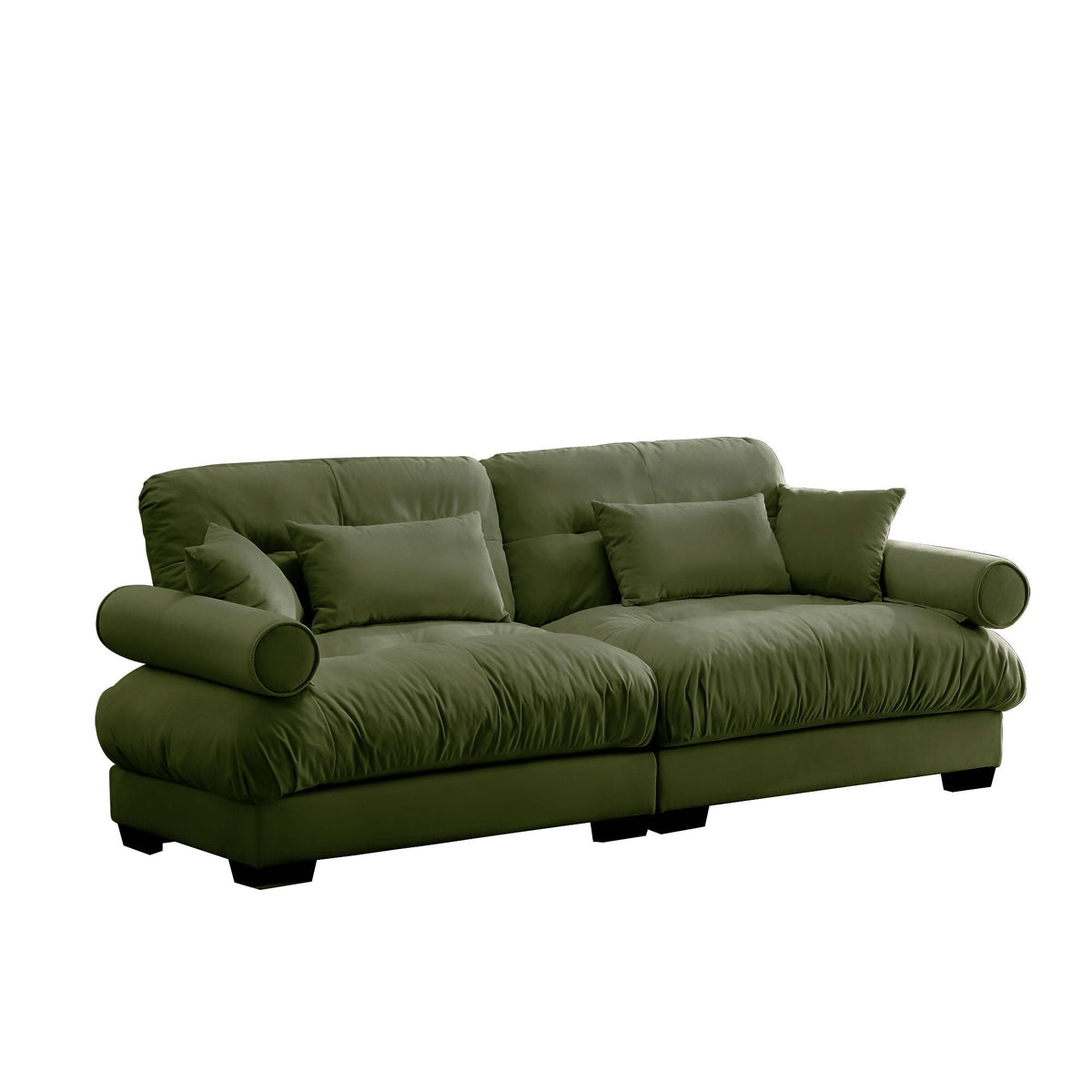 Modern Sofa with Bolstered Armrests & Pillows