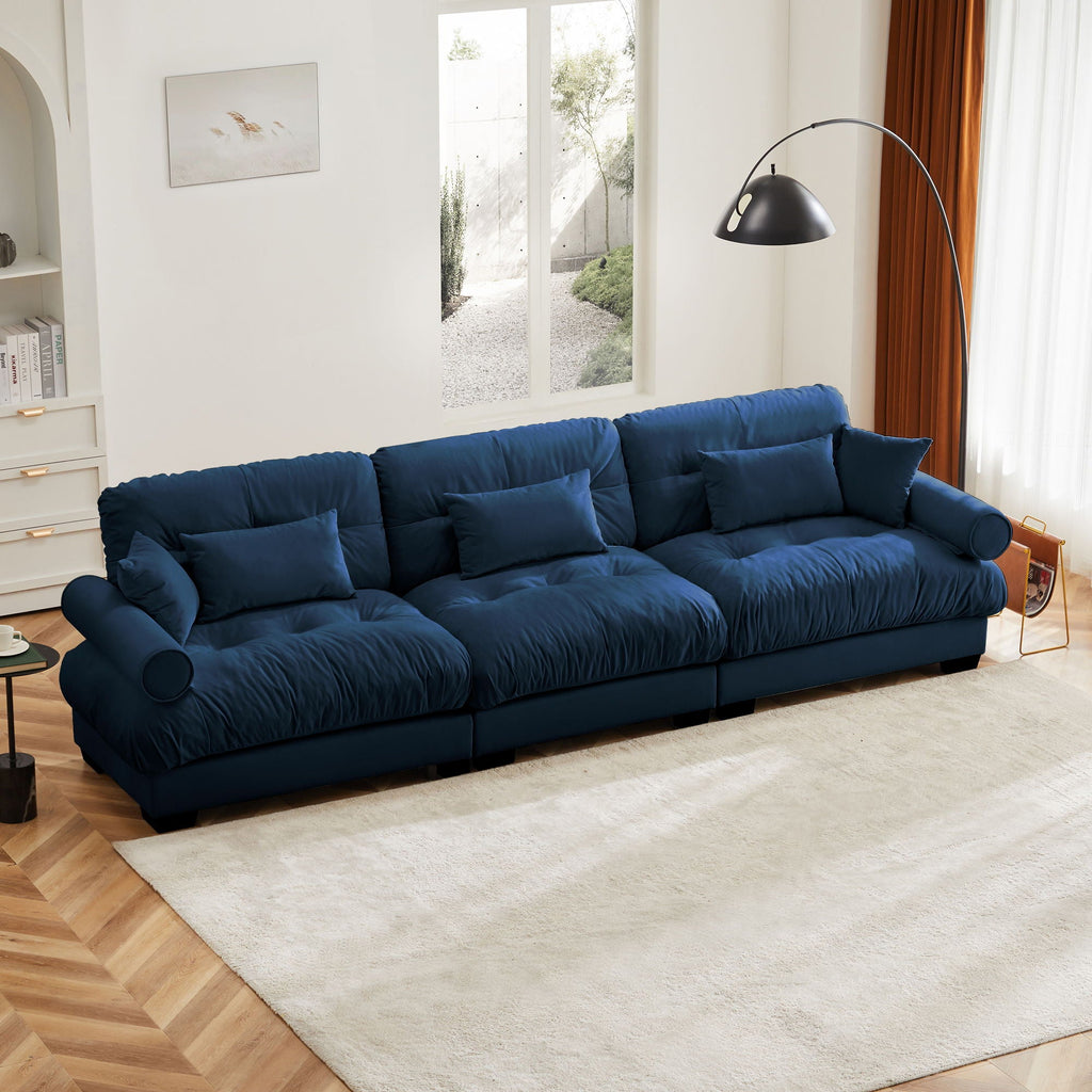Modern Oversize Sofa with Cloud Like Comfort, Featuring Waist & Throw Pillows