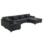 U Shaped Sectional Sofa 6 Seat Couch Set with Oversized Ottoman