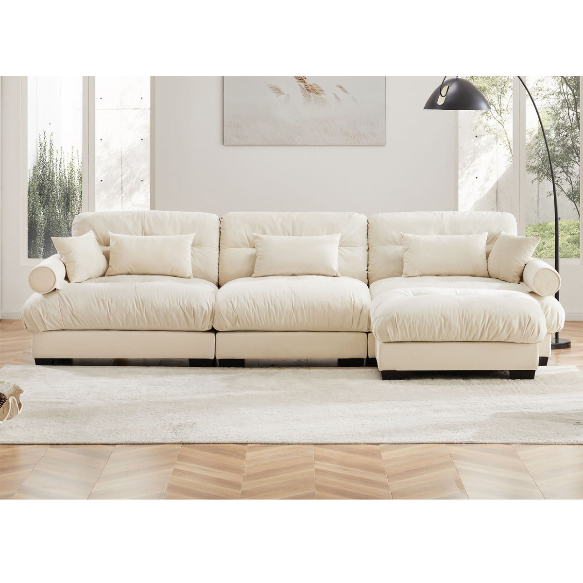Super Comfort Oversized Modular Sectional Sofa with Movable Ottoman