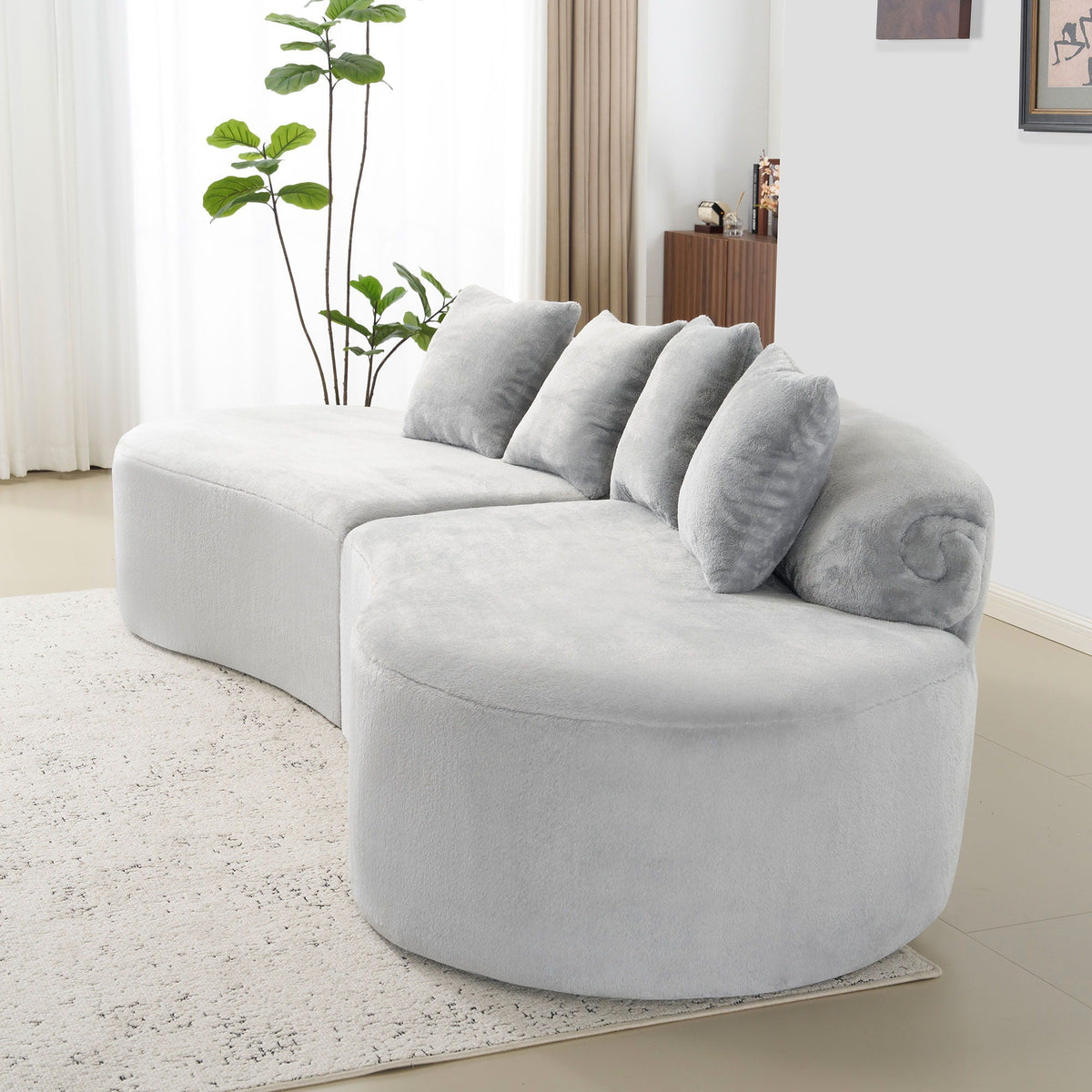 Modern Curved Sofa with Pillows