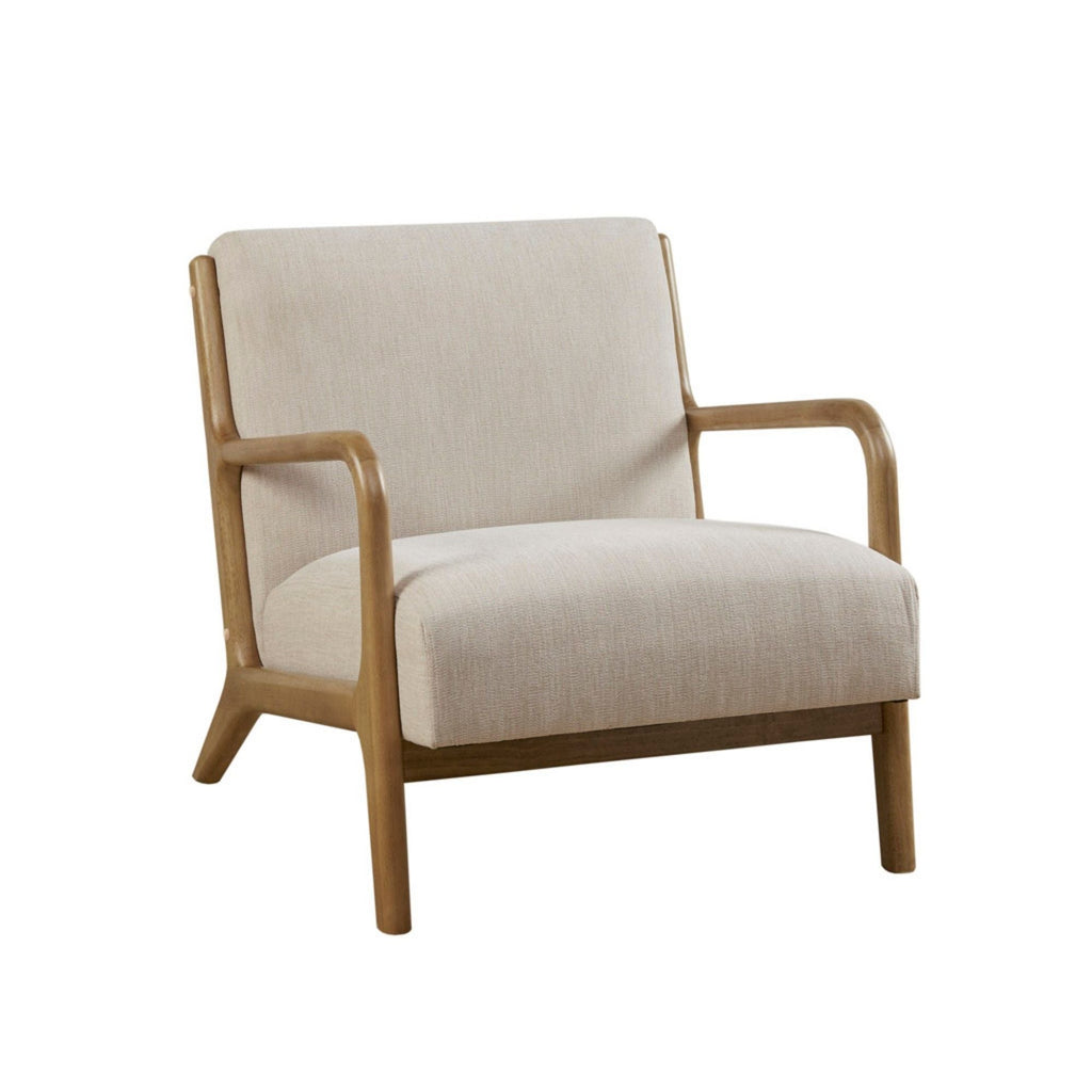 Mid-Century Style Lounge Chair with Upholstered Seat