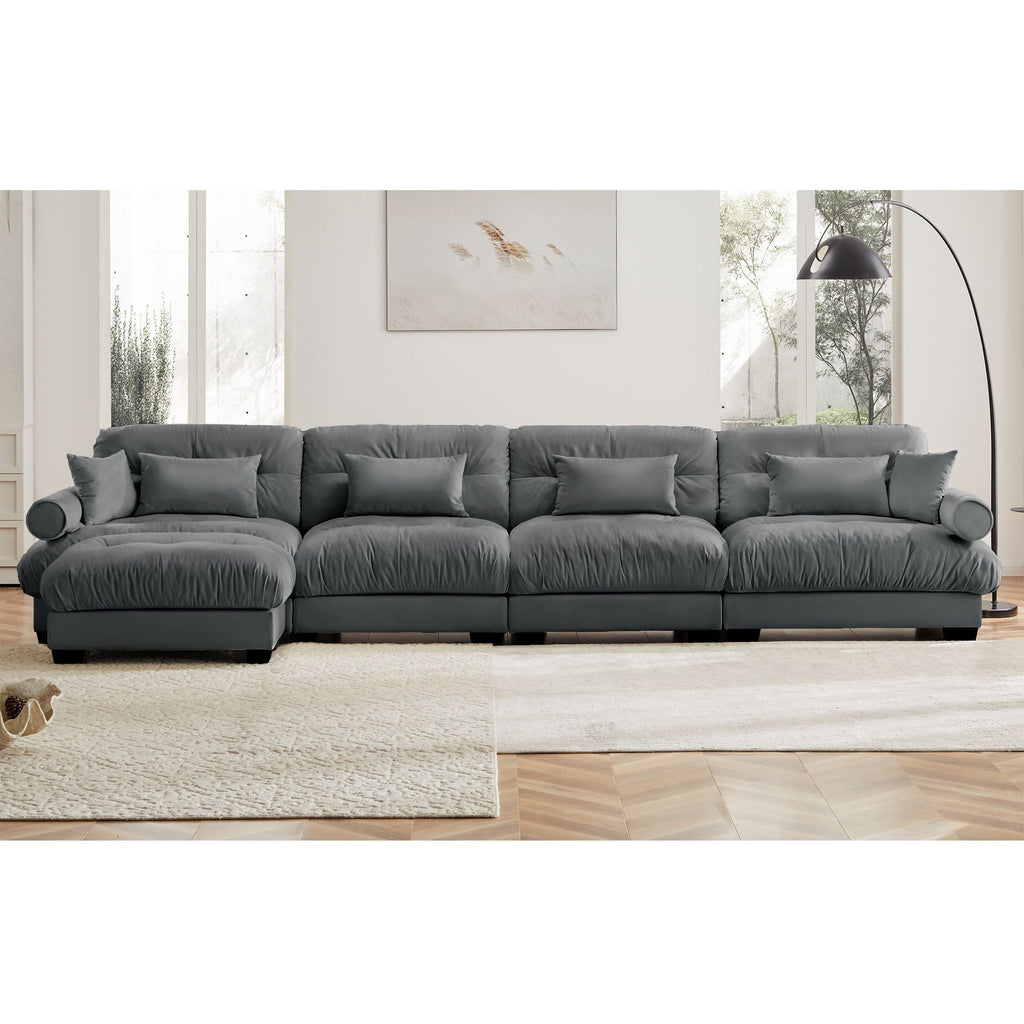Super Comfort Oversized Modular Sectional Sofa with Movable Ottoman