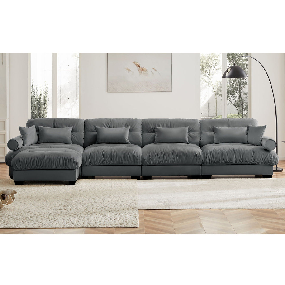 Super Comfort Oversized Modular Sectional Sofa with Movable Ottoman