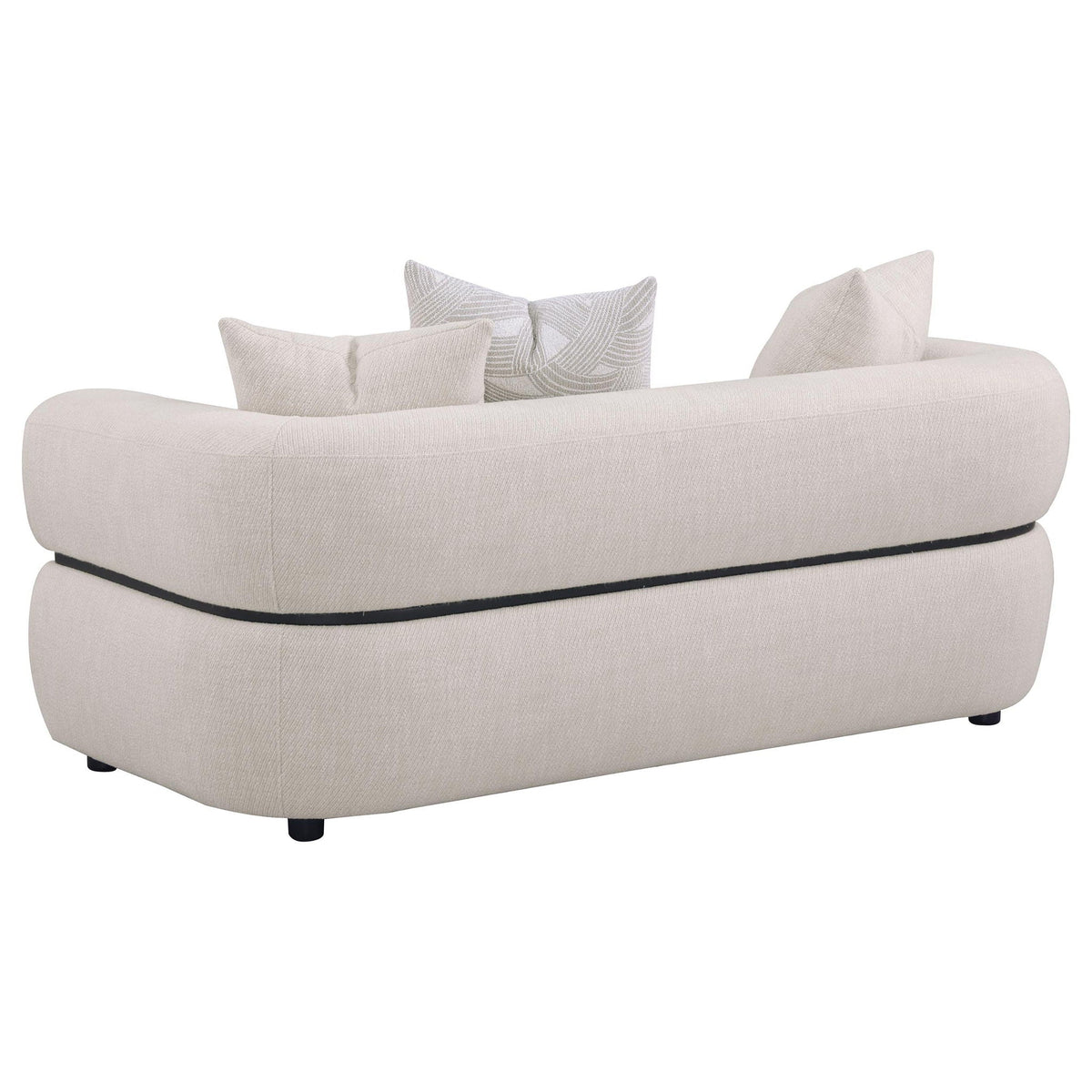 Jeanette 3-piece Fabric Upholstered Round Arm Sofa Set Beige