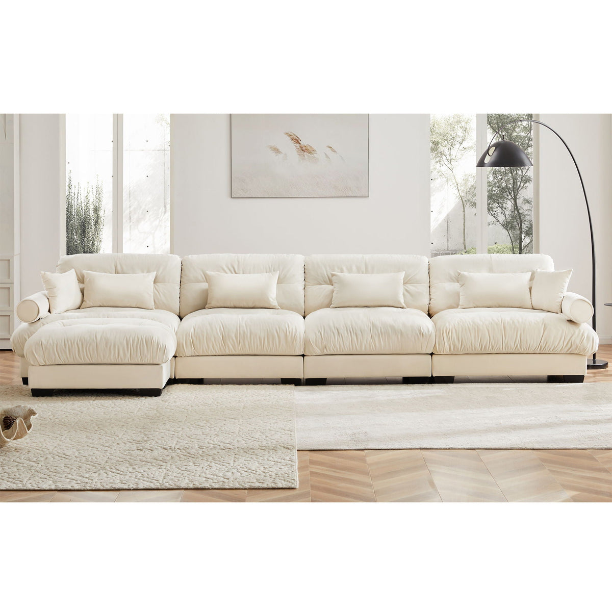 Super Comfort Oversized Modular Sectional Sofa with Movable Ottoman