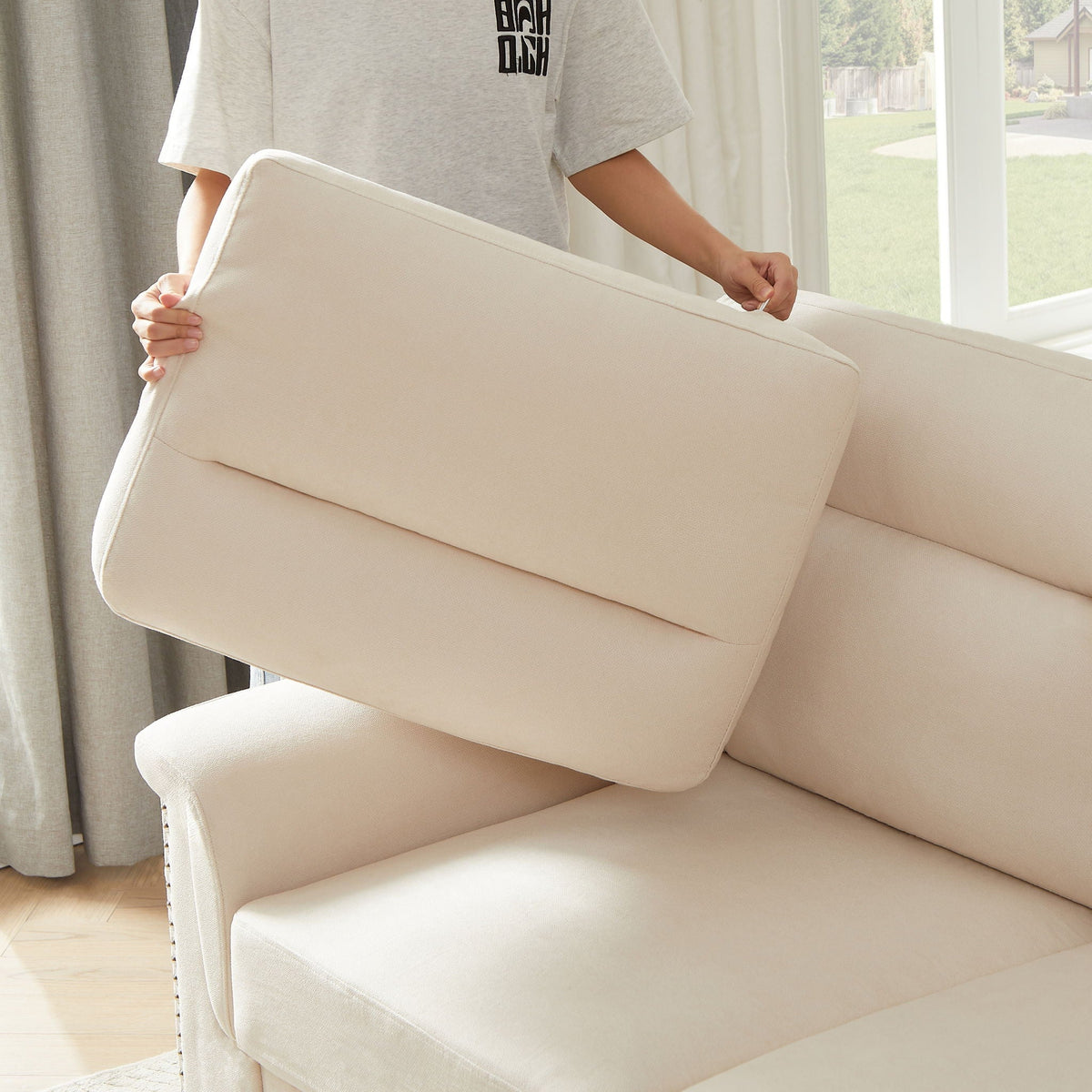 3-Seater Elegant Stationary Sofa
